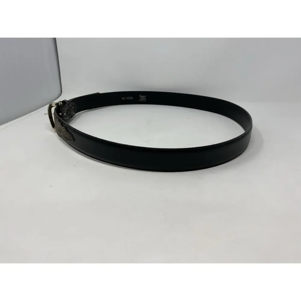 Vintage Tony Lama Men Black Leather Belt Sz 46 Crackled Elephant Style USA Made